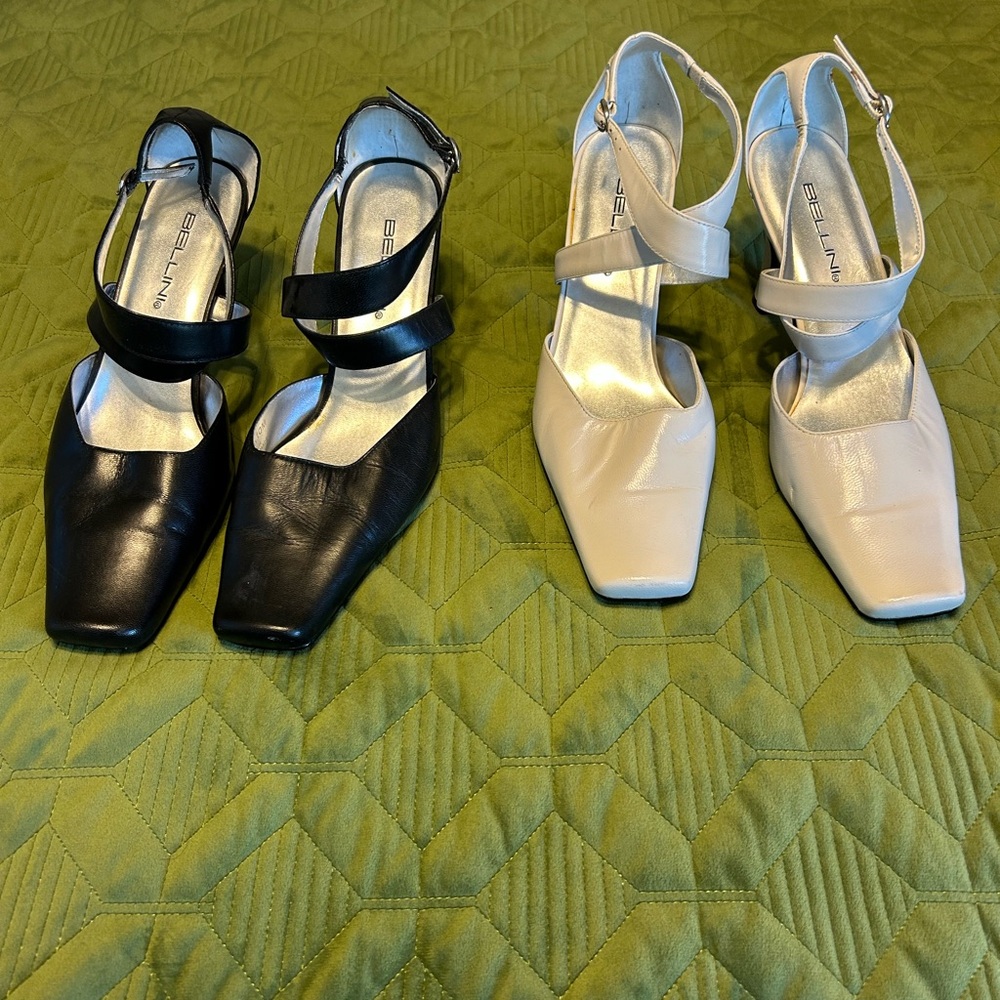 Bellini Heels Bundle – Black & Ivory – Size 10 – Stylish Dress Shoes